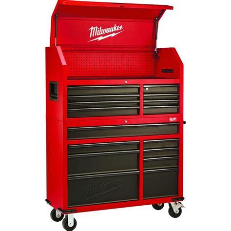 milwaukee 46in 16-drawer steel tool chest and rolling cabinet set|milwaukee rolling cabinet drawer.